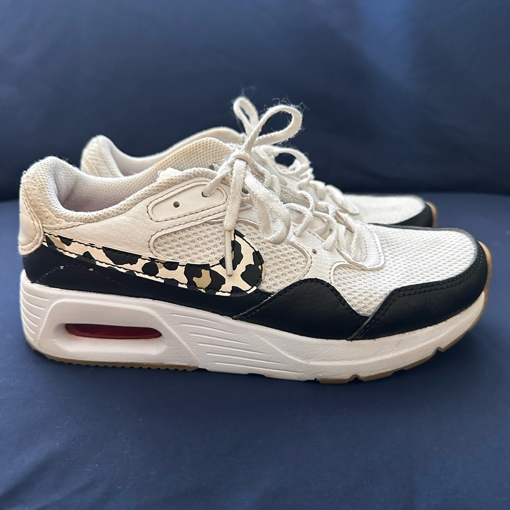 Nike White and Black Sneakers with Animal Print